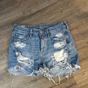 American Eagle Outfitters Ripped Light Blue Jean Shorts